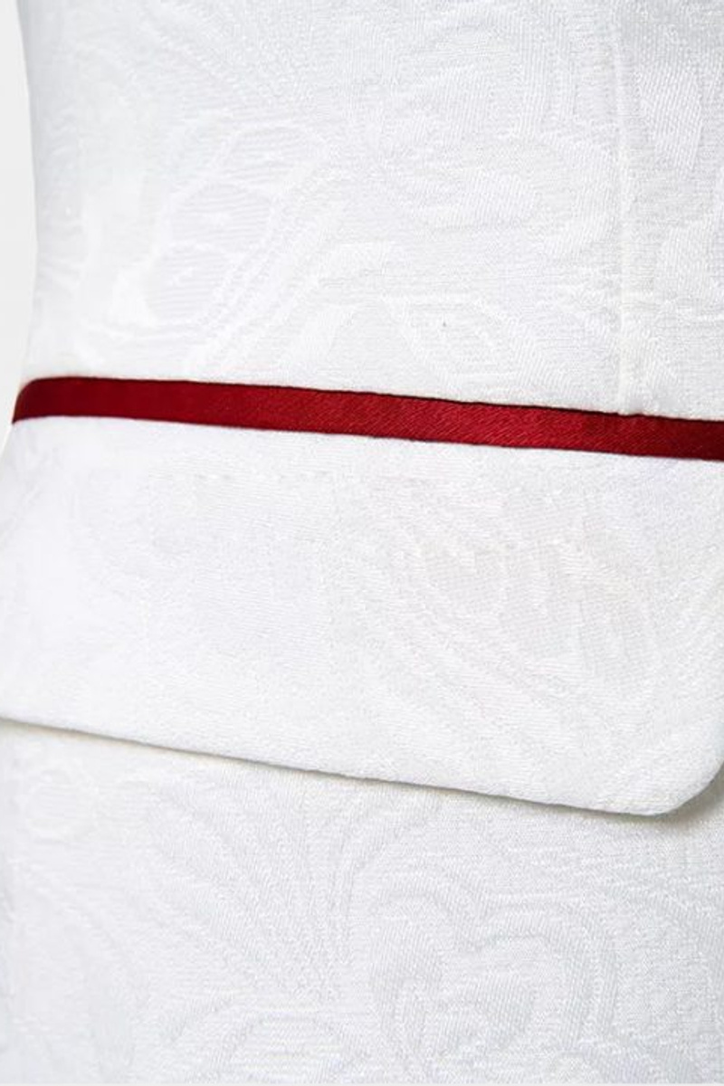 Double-Breasted Floral White Suit Unique Two-Piece Slim Fit Tuxedo