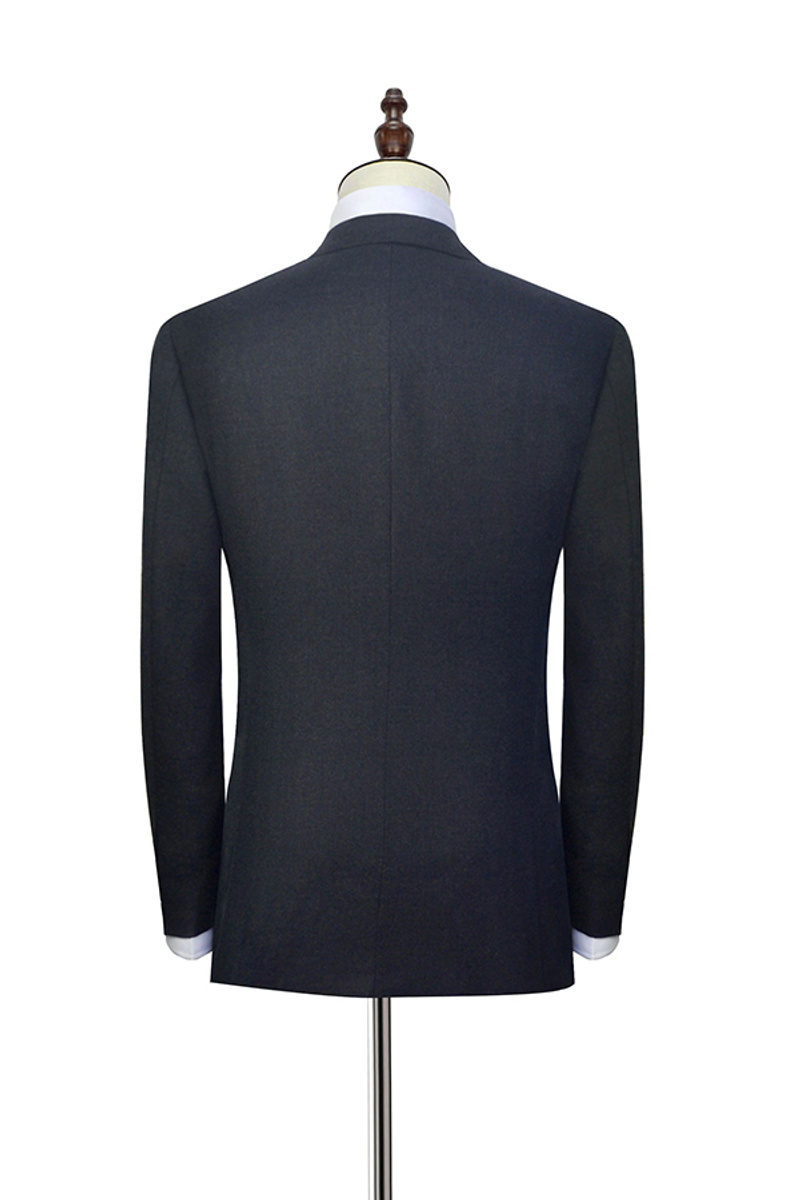 Modest Black Tweed Notched Lapel Two-Button Formal Suit