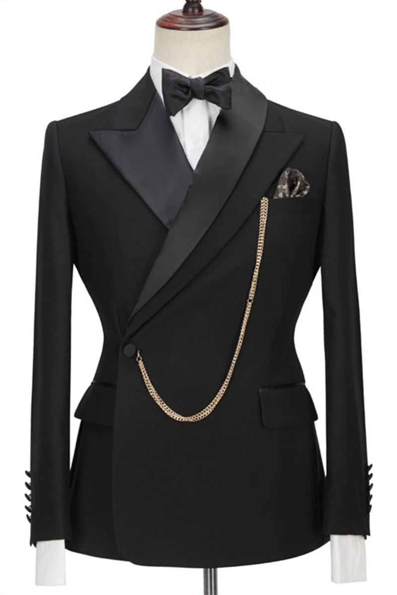 Jadon Black Point Lapel Fashion Slim Fit Business Men Suit