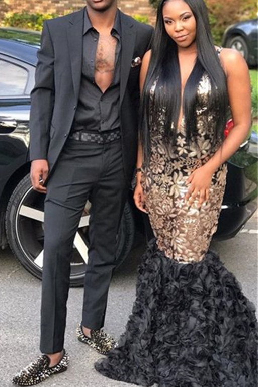 Handsome Black Two Piece Prom Suit Slim Fit Men Suit