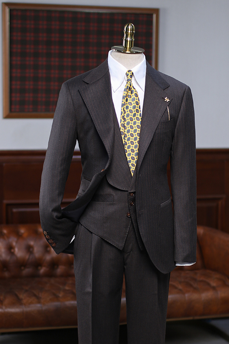 Arnold Classic Coffee Stripes Three-Piece Custom Formal Suit