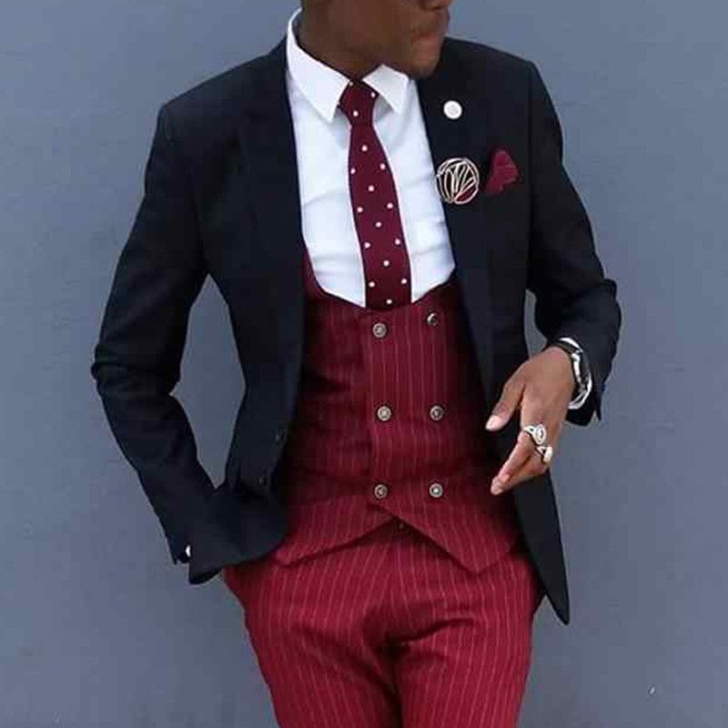 Conner Fashion Three Piece Best Fit Striped Prom Men Suit