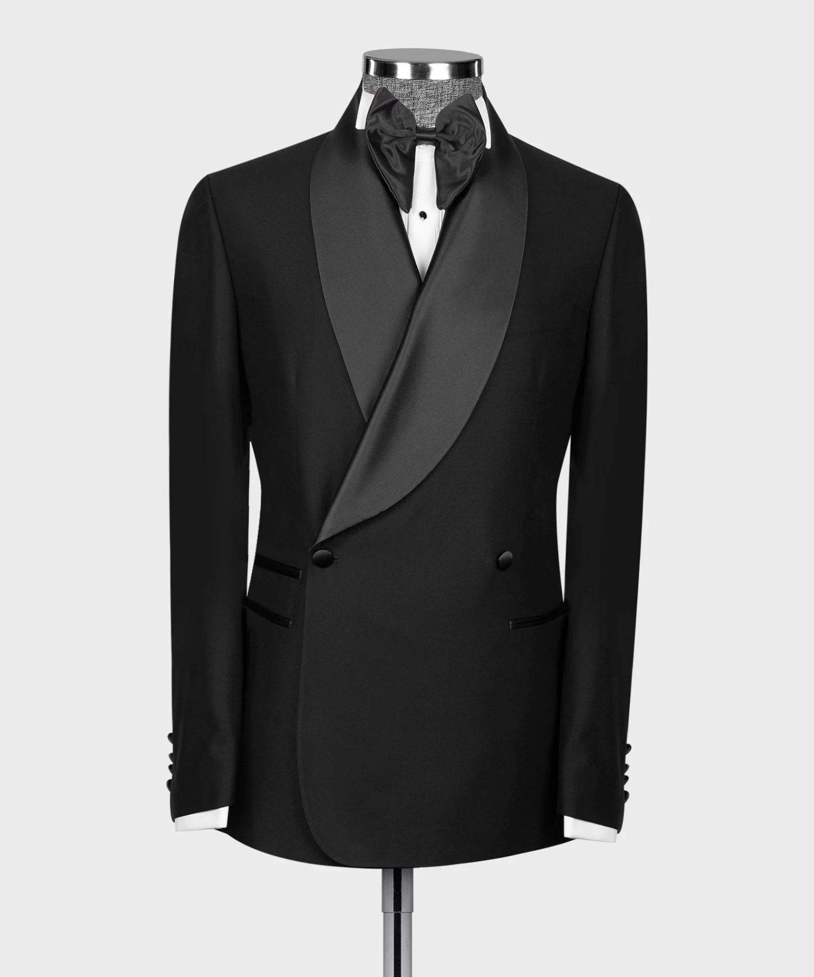 Black Double Breasted Men Shawl Lapel Jacket