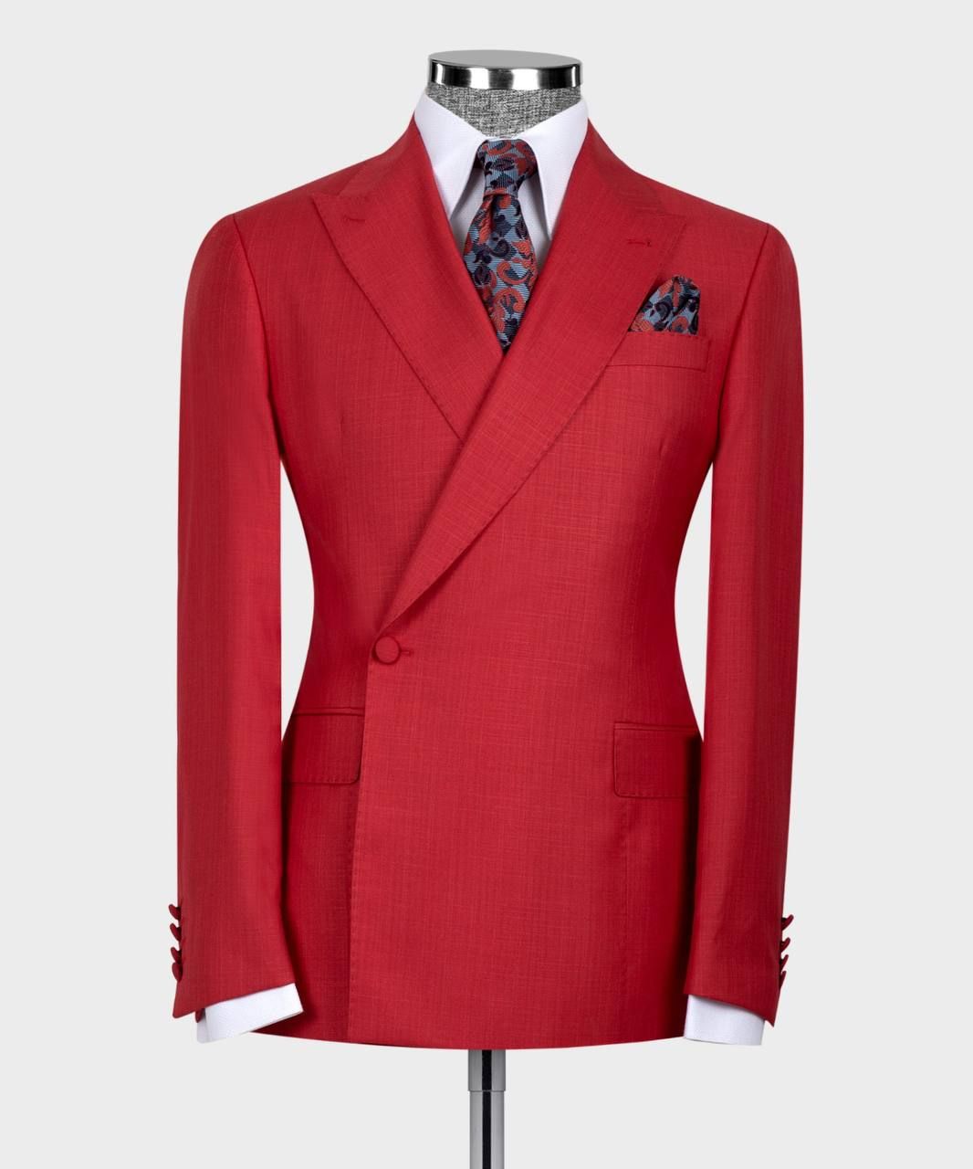 Glen Chic Red One-Button Two-Piece Prom Suit