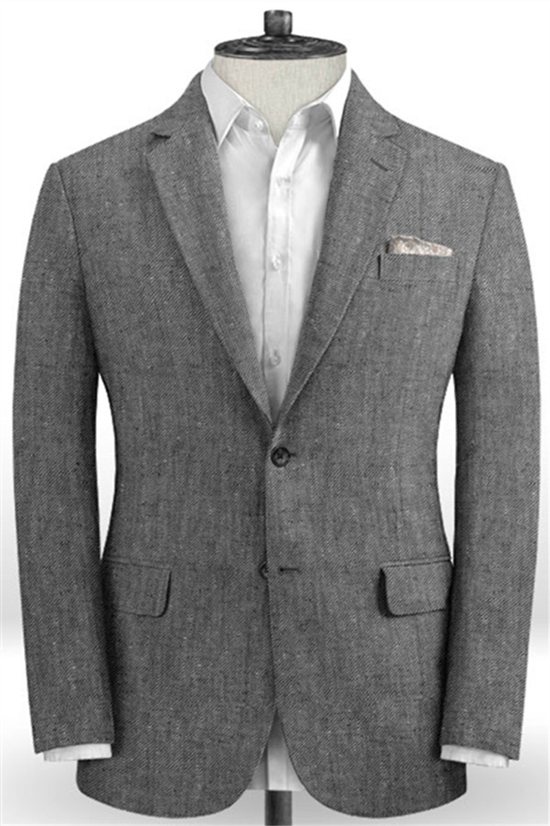 Grey Linen Men Blazer Beach Wedding Groom Tuxedo Online