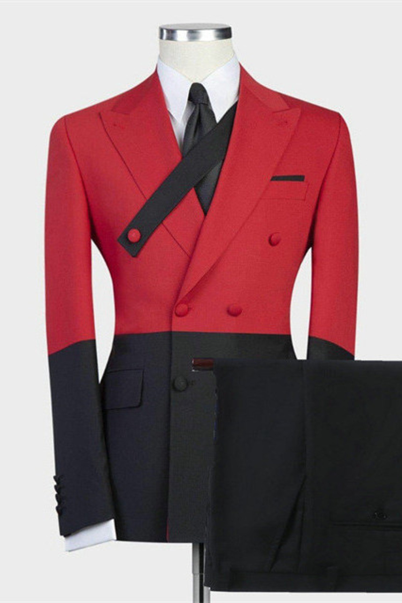 Griffin Red Double Breasted Slim Fit Fashion Men Suitable For Prom