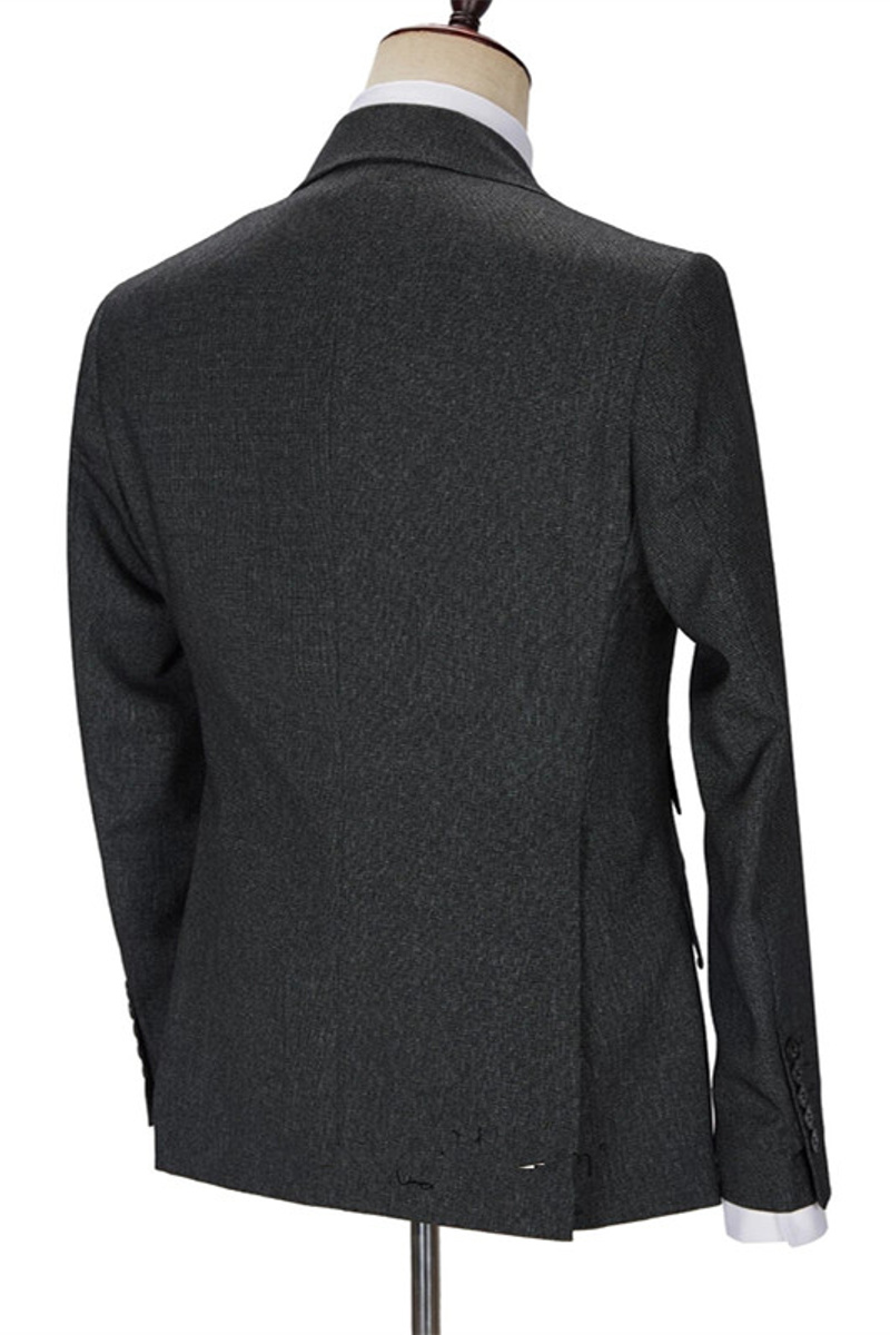 Black Three Piece Customized Point Lapel Formal Business Suit