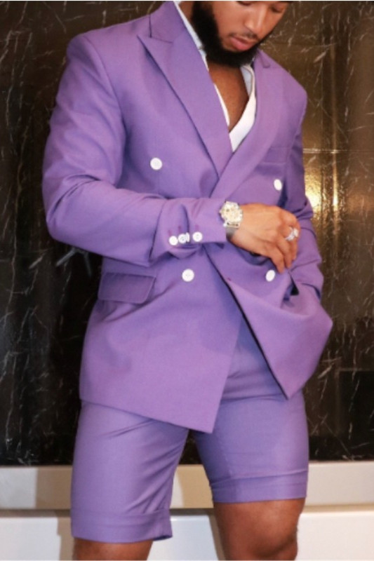 Javon Purple Point Lapel Double Breasted Tailored Men Suit
