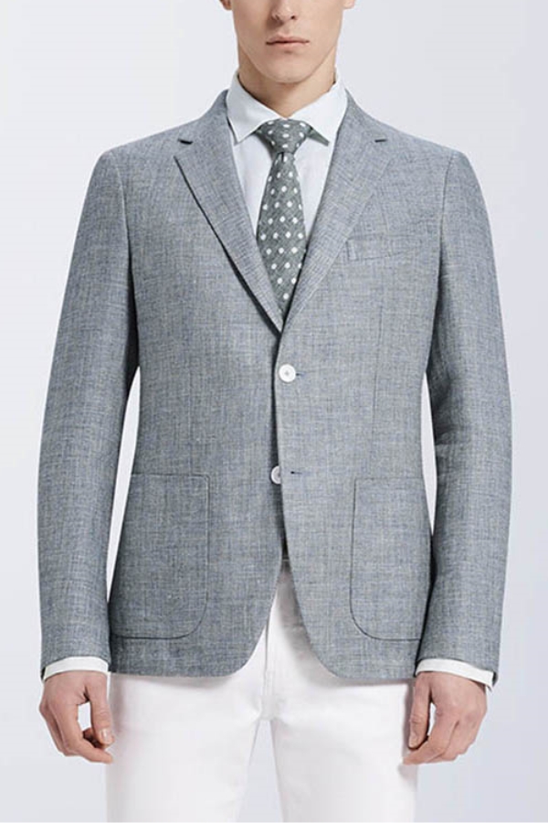 Men Grey Blend Patch Pocket Casual New Blazer