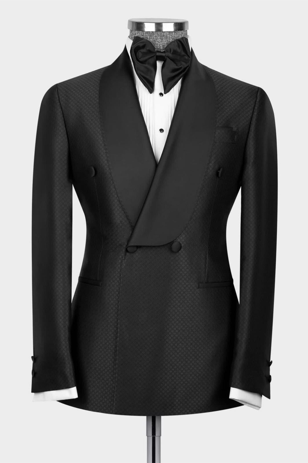 Fashion Black Shawl Lapel Double-Breasted Two-Piece Suit
