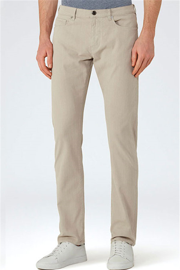 Khaki Cotton Casual Business Stretch Men Pants