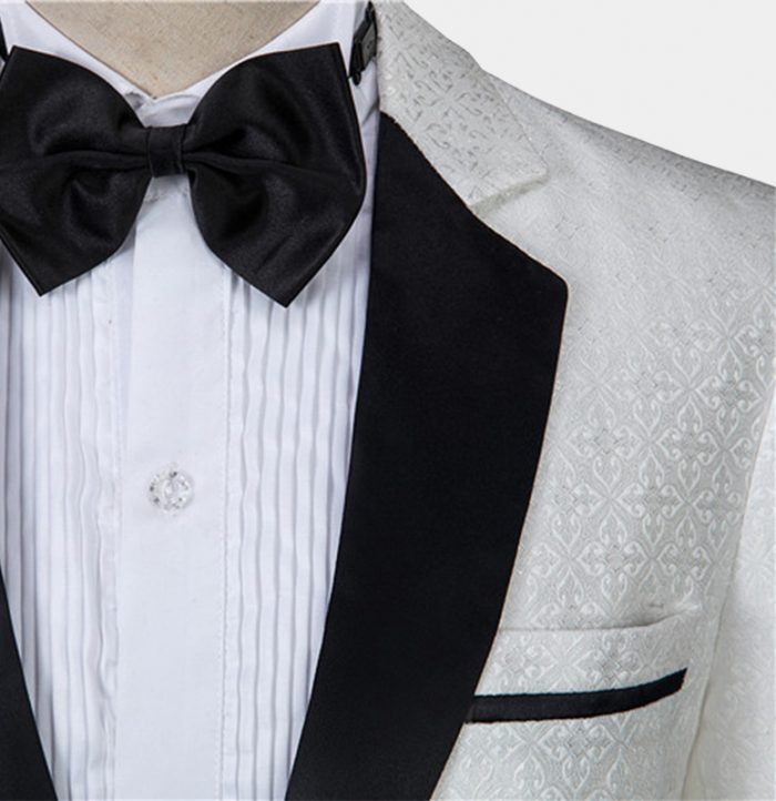 White Vintage Dinner Suit Print Floral Tuxedo