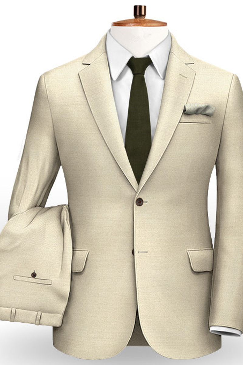 Men Modern Solid Champagne Tuxedo Slim Stylish Men Suits Online