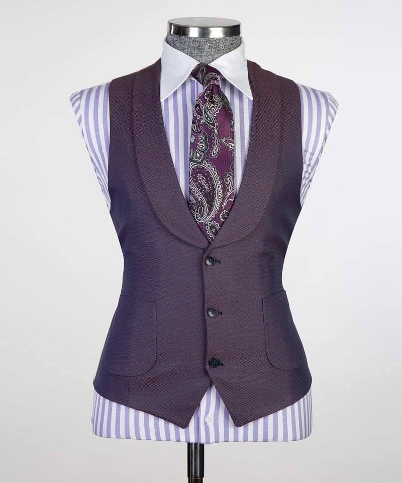 Eamonn Modern Dark Purple Three-Piece Point Lapel Business Suit