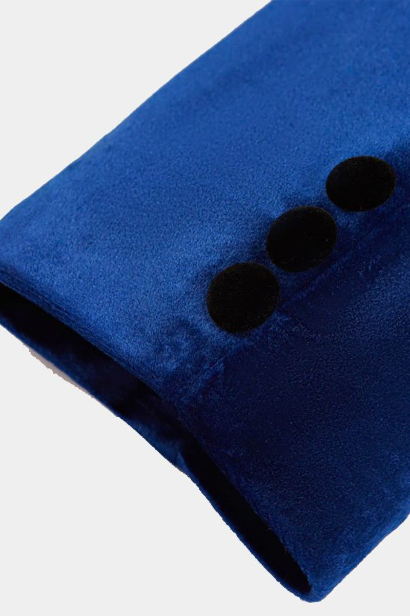 Men Blue Velvet Blazer One Piece Cape Lapel Tuxedo