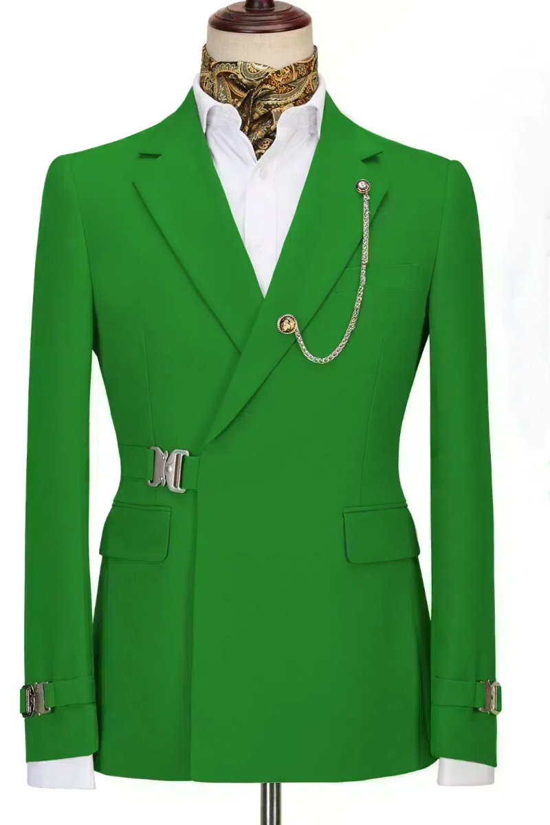 Stylish Green Slim Fit Tailored Prom Mens Two Piece Suits