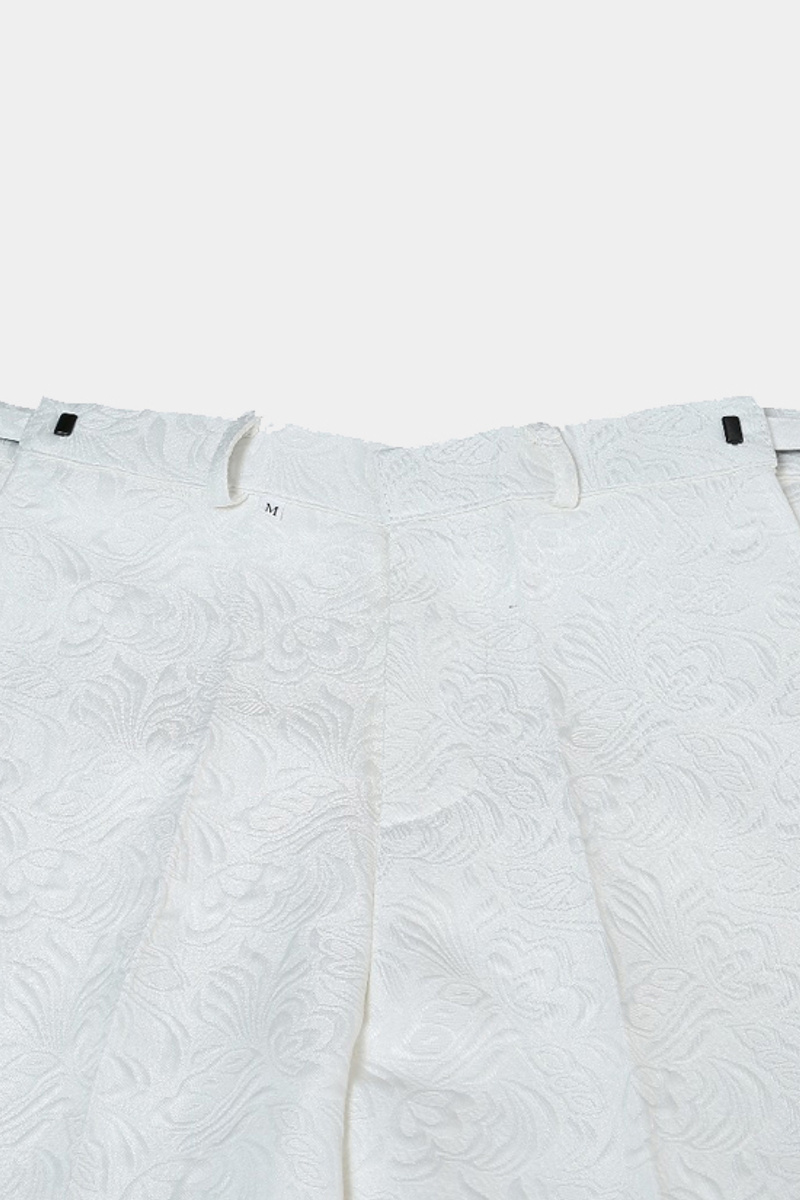 White Jacquard Wedding Suit Elegant Two-Piece Shawl Lapel Groom Suit