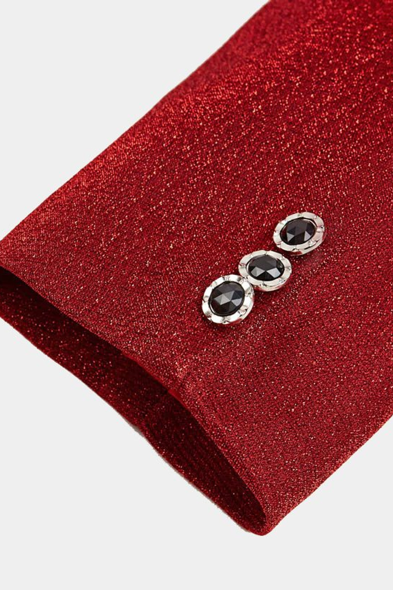 Red Sequin Lapel Blazer Gael One Button Men Blazer