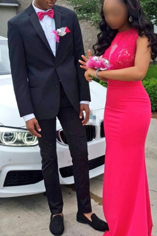 Men Black Simple Prom Suit Notched Lapel Two-Piece Handsome Men Suit