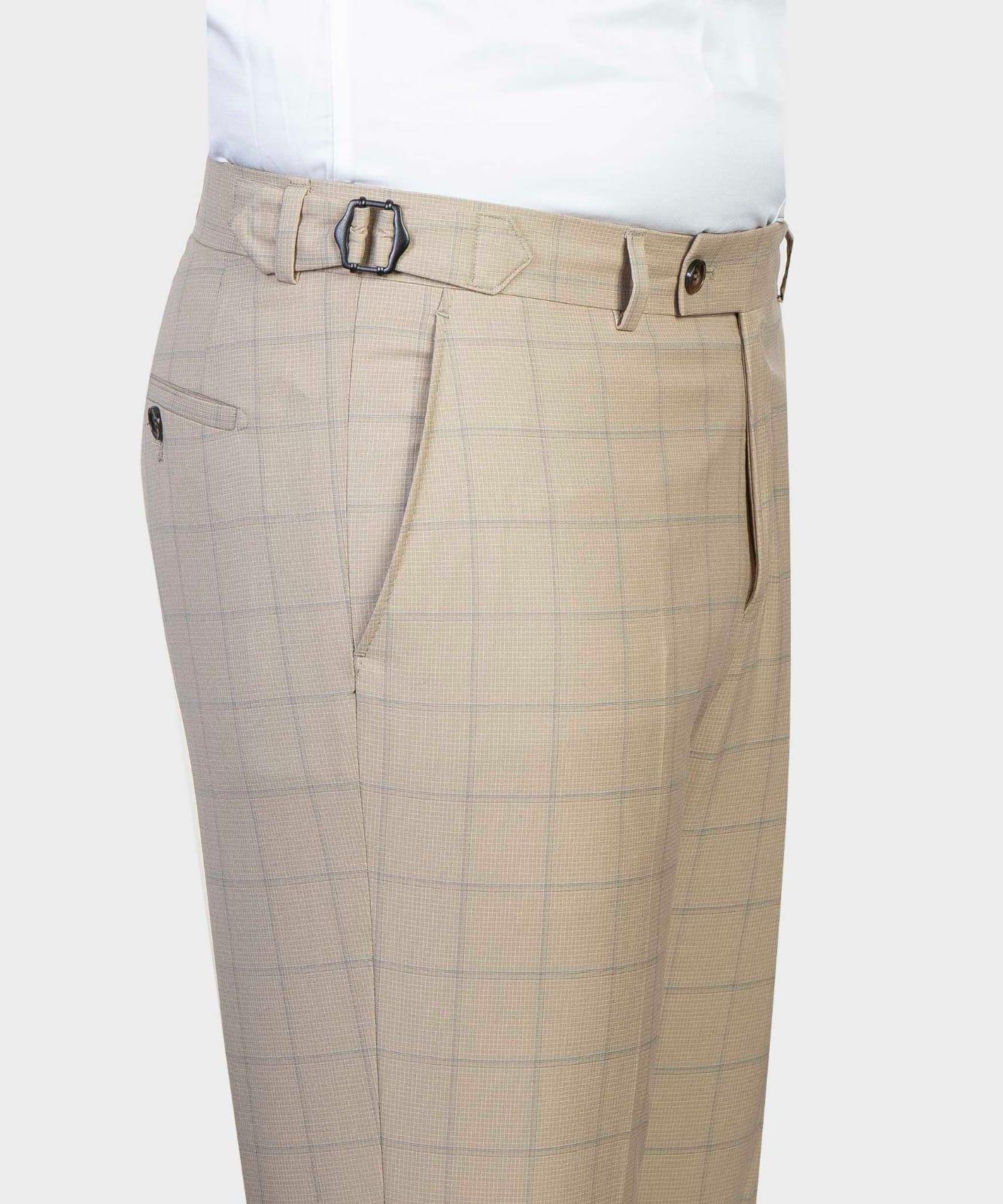 Fashion Black Khaki Check Three-Piece Suit with Pointed Collar