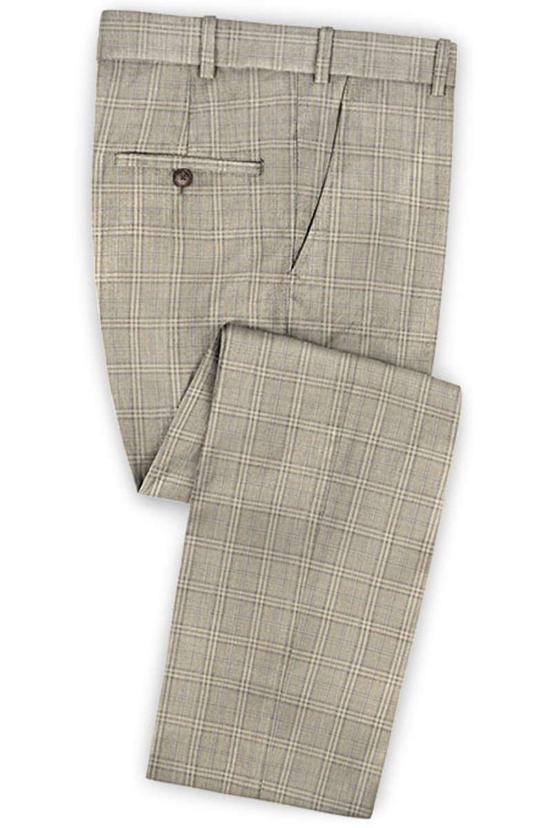 Khaki Check Two-Piece Tuxedo Fashion Slim Suits