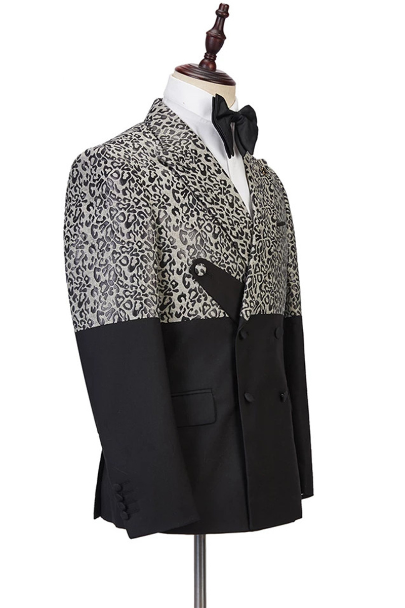 Ryder Cool Leopard Black Double Breasted Men Suit