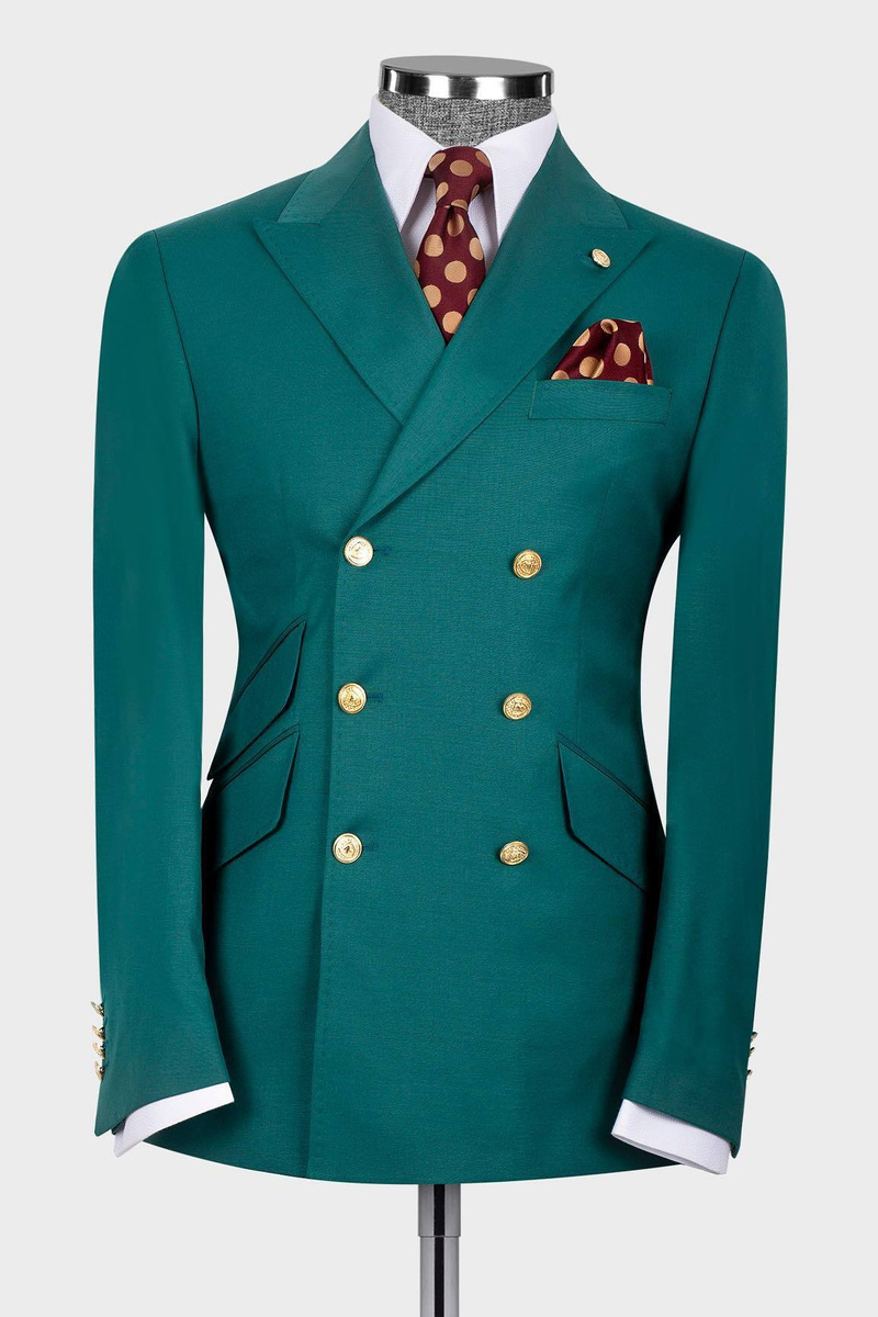 Chic Green Double Breasted Men Suits Men Two Piece Suit
