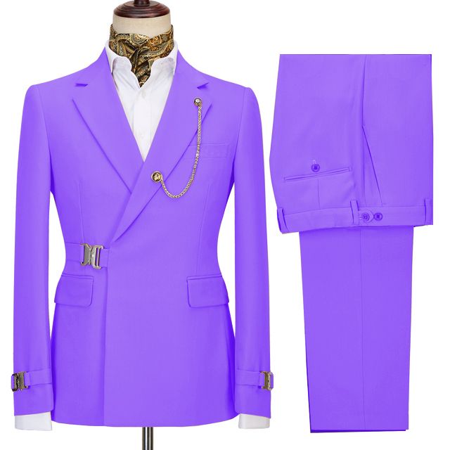 Devin Light Purple Two Piece Simple Slim Fit Men Business Suit