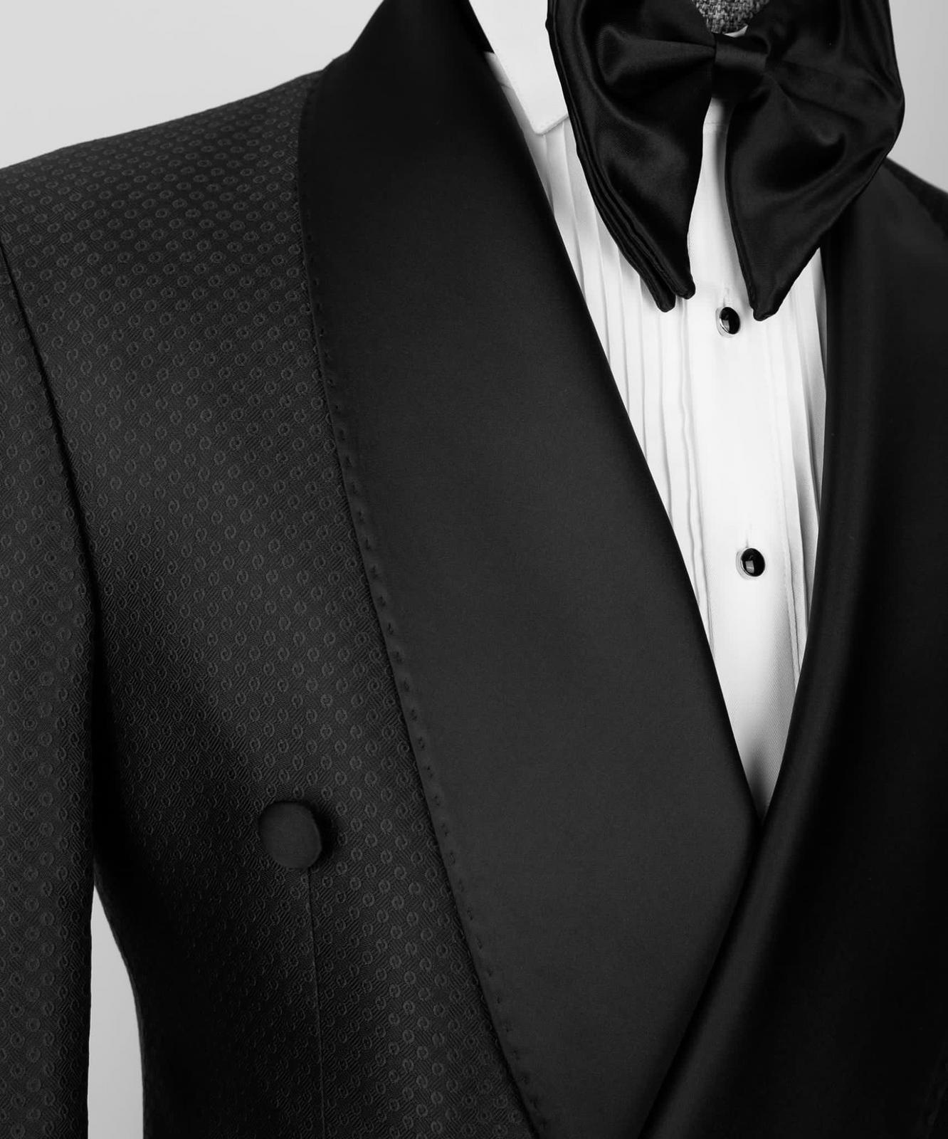 Fashion Black Shawl Lapel Double-Breasted Two-Piece Suit