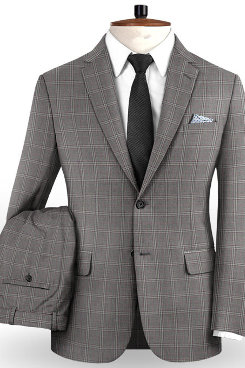 Plaid Slim Fit Prom Suit Designer Business Suit Tuxedo