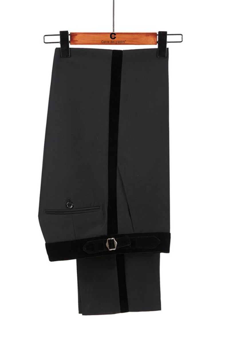 Trevor Sparkle Black Shawl Lapel Double-Breasted Wedding Groom Suit