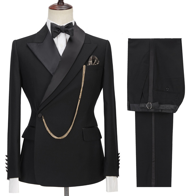 Jadon Black Point Lapel Fashion Slim Fit Business Men Suit