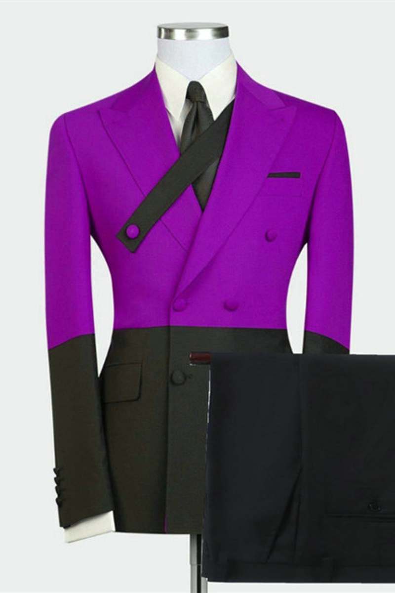 Dominick Newest Purple Double Breasted Point Lapel Men Suit Online
