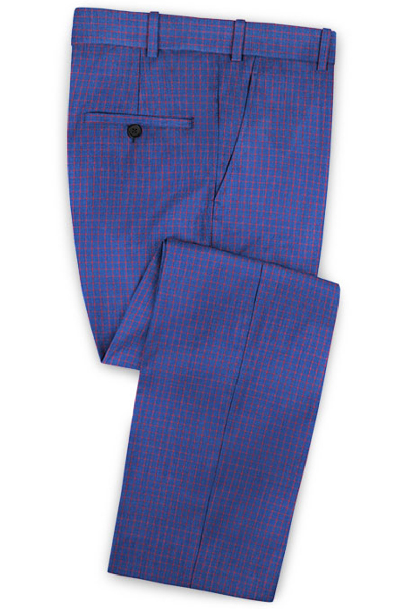 Royal Blue Tuxedo Online Modern Check Notched Lapel Suit