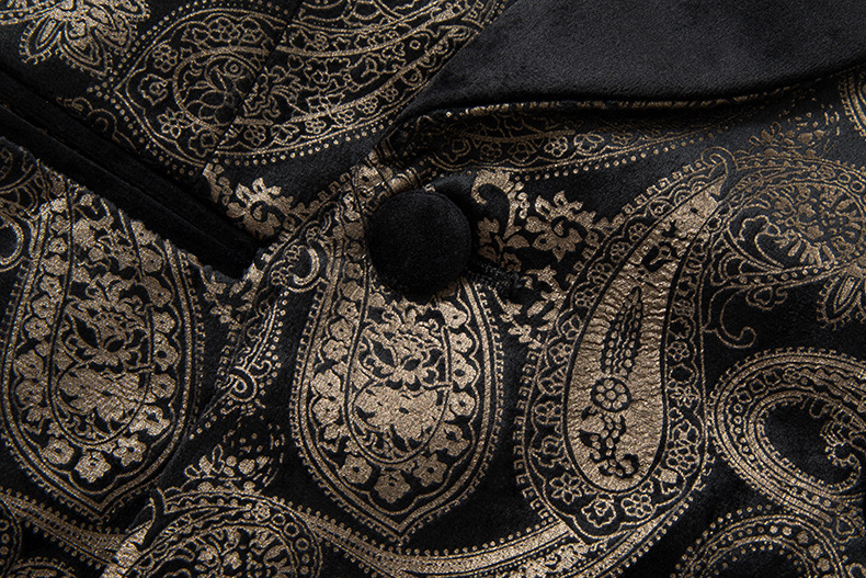 Brown Jacquard Shawl Collar Velvet Two-Piece Suit Banquet Prom Suit