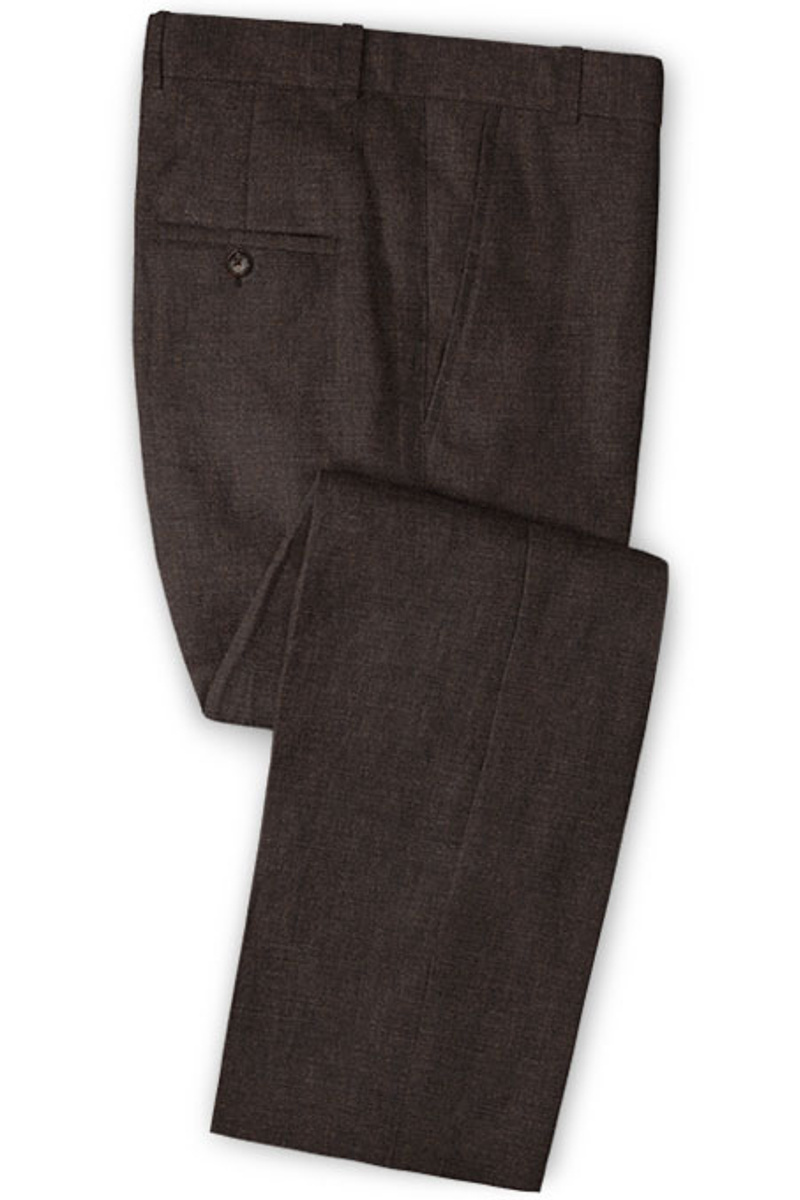 Brown Slim Fit Tuxedo with Bangs Two-Piece Linen Business Suit