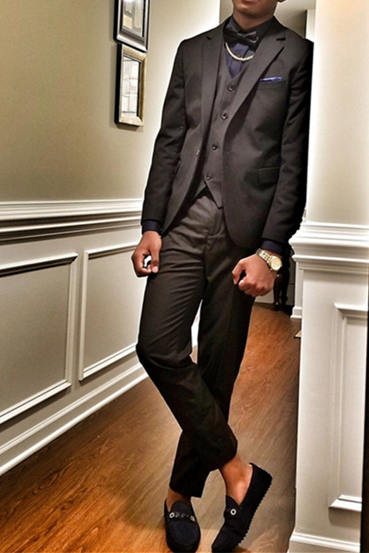 New Black Custom Suit Three-Piece Notched Lapel Formal Business Suit
