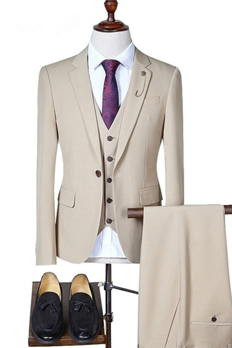 Eddie Three Piece Notched Lapel Formal Business Suit