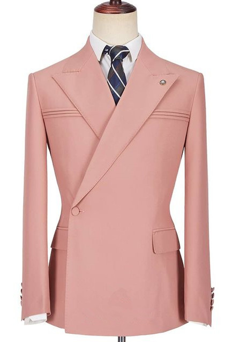 Leonel Pink Point Lapel Ruffle Fashion Slim Prom Men Suit