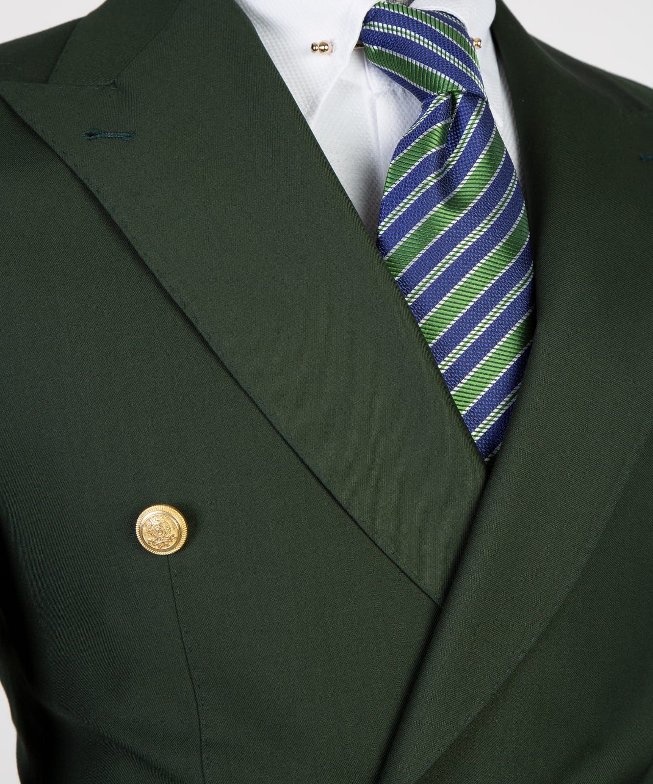 Dark Green Pointed Lapel Double-Breasted Suit