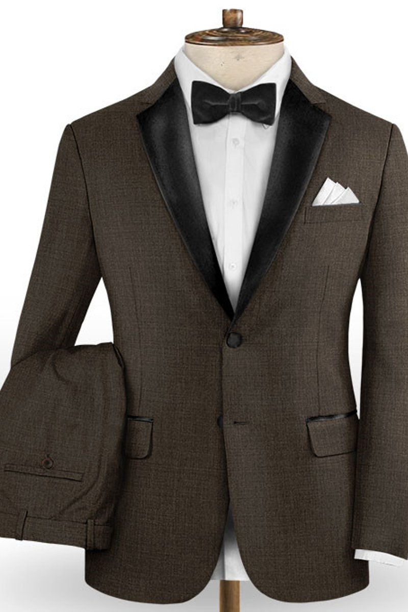 Chocolate Business Formal Men Suit Black Lapel Tuxedo Online