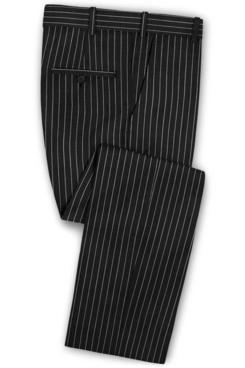 New Black Business Suit Wedding Two-Piece Striped Groom Tuxedo