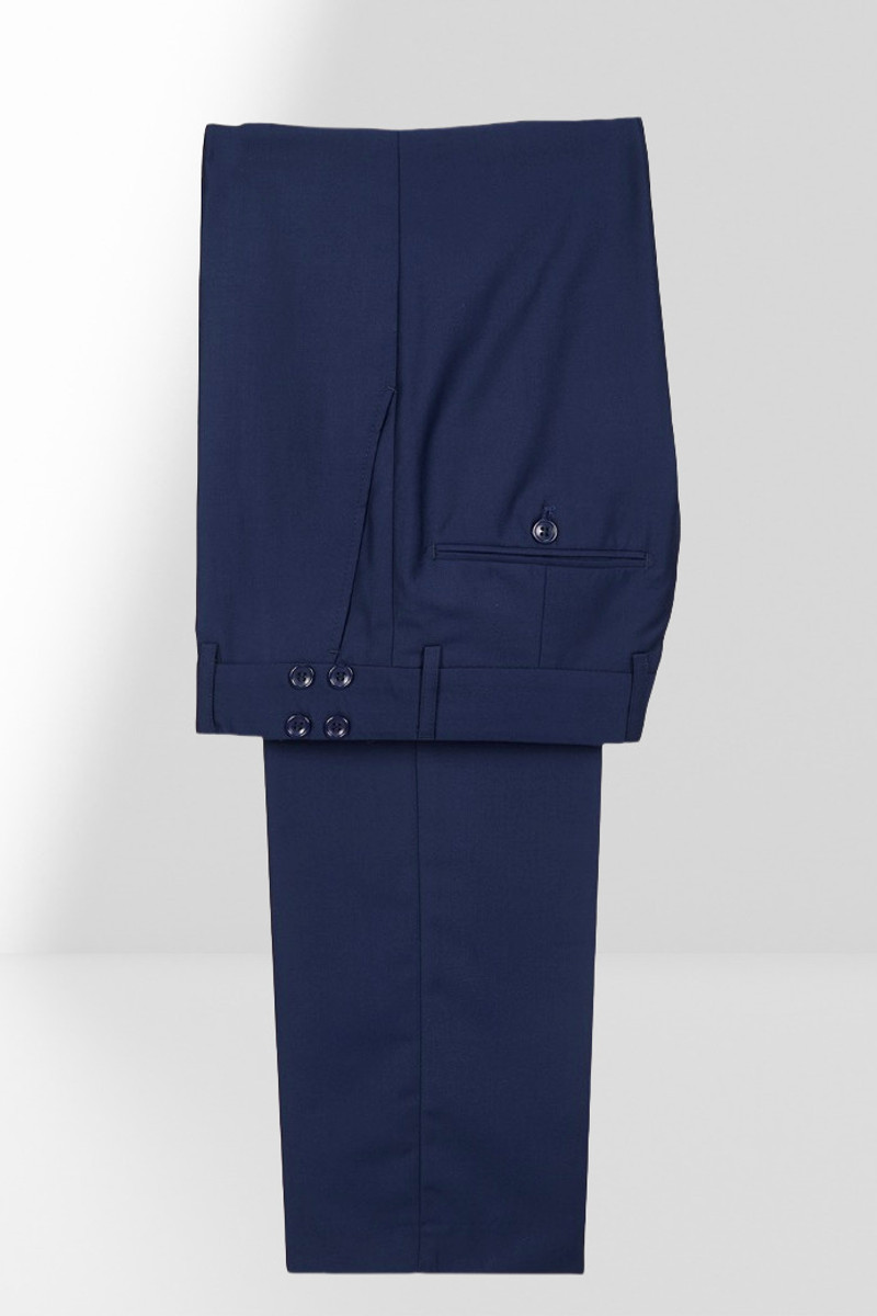 Orange and Navy Blue Double-Breasted Slim Fit Two-Piece Suit