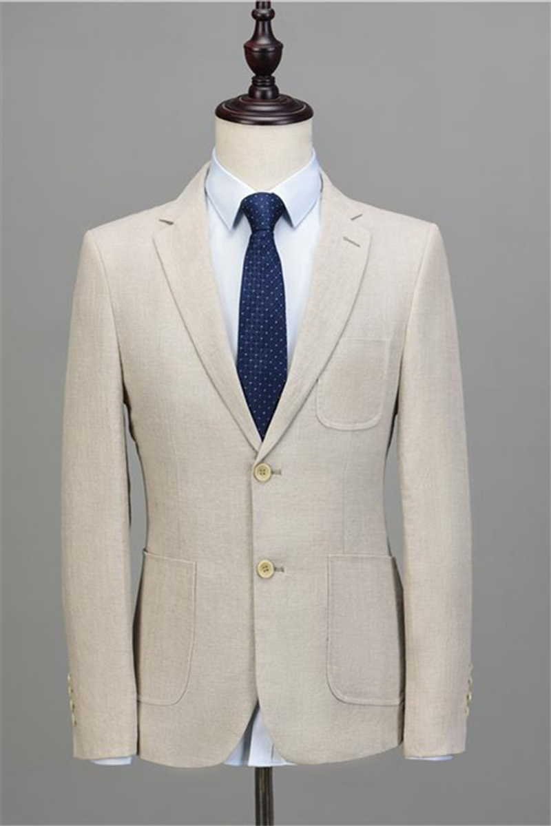 Beige Slim Fit Business Suit Groomsmen Tuxedo Two-Piece