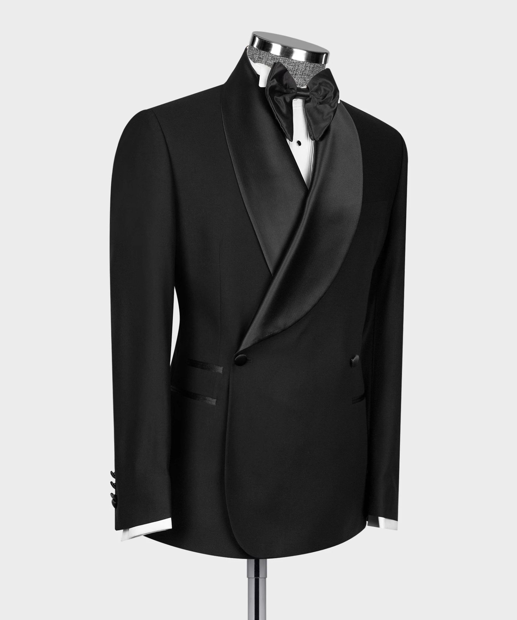 Black Double Breasted Men Shawl Lapel Jacket