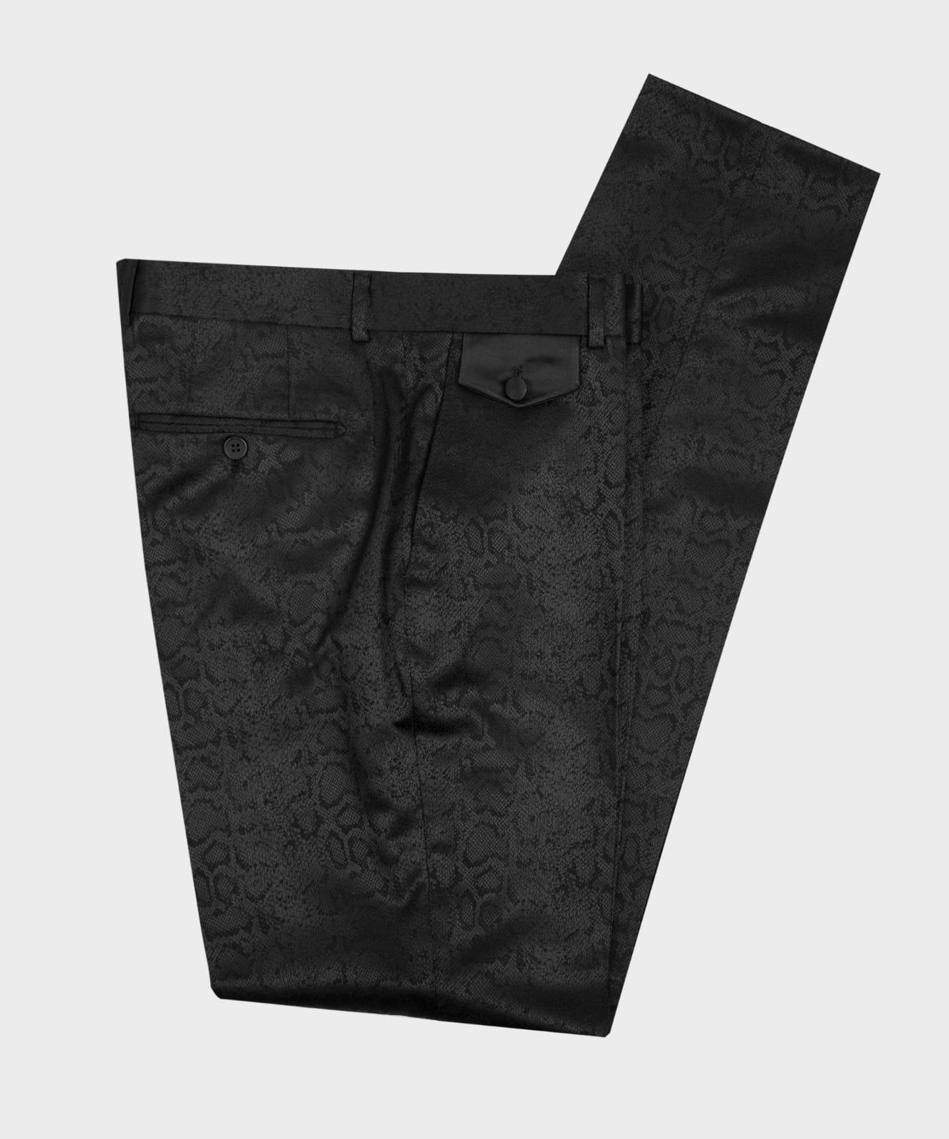 Black Jacquard Point Collar Double-Breasted Suit