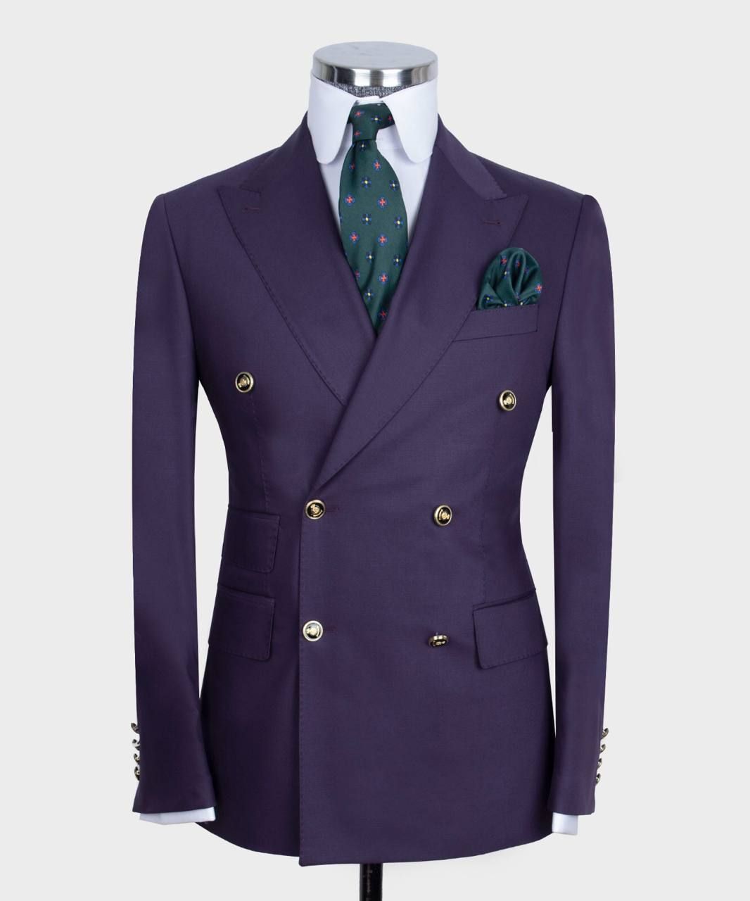 Fashion Purple Point Collar Two-Piece Suit