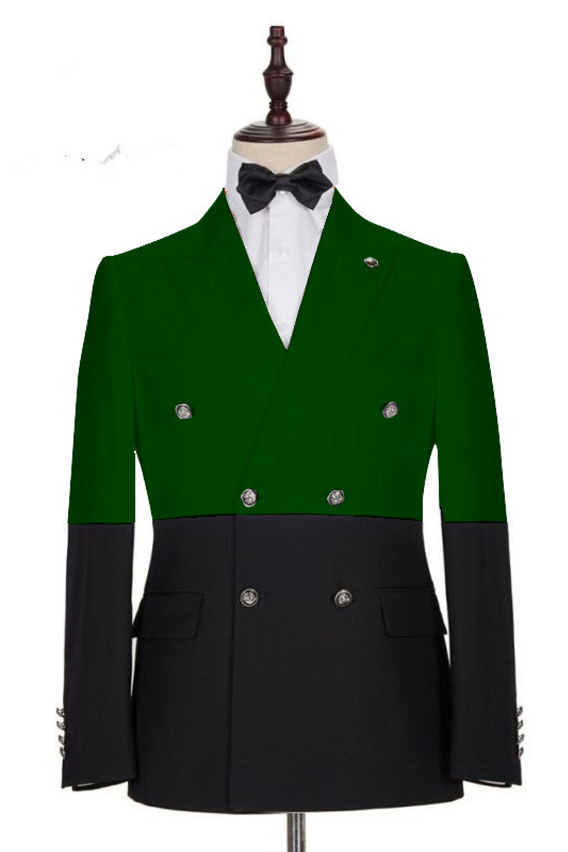 Marcos Dark Green And Black Custom Slim Fit Double Breasted Men Suit