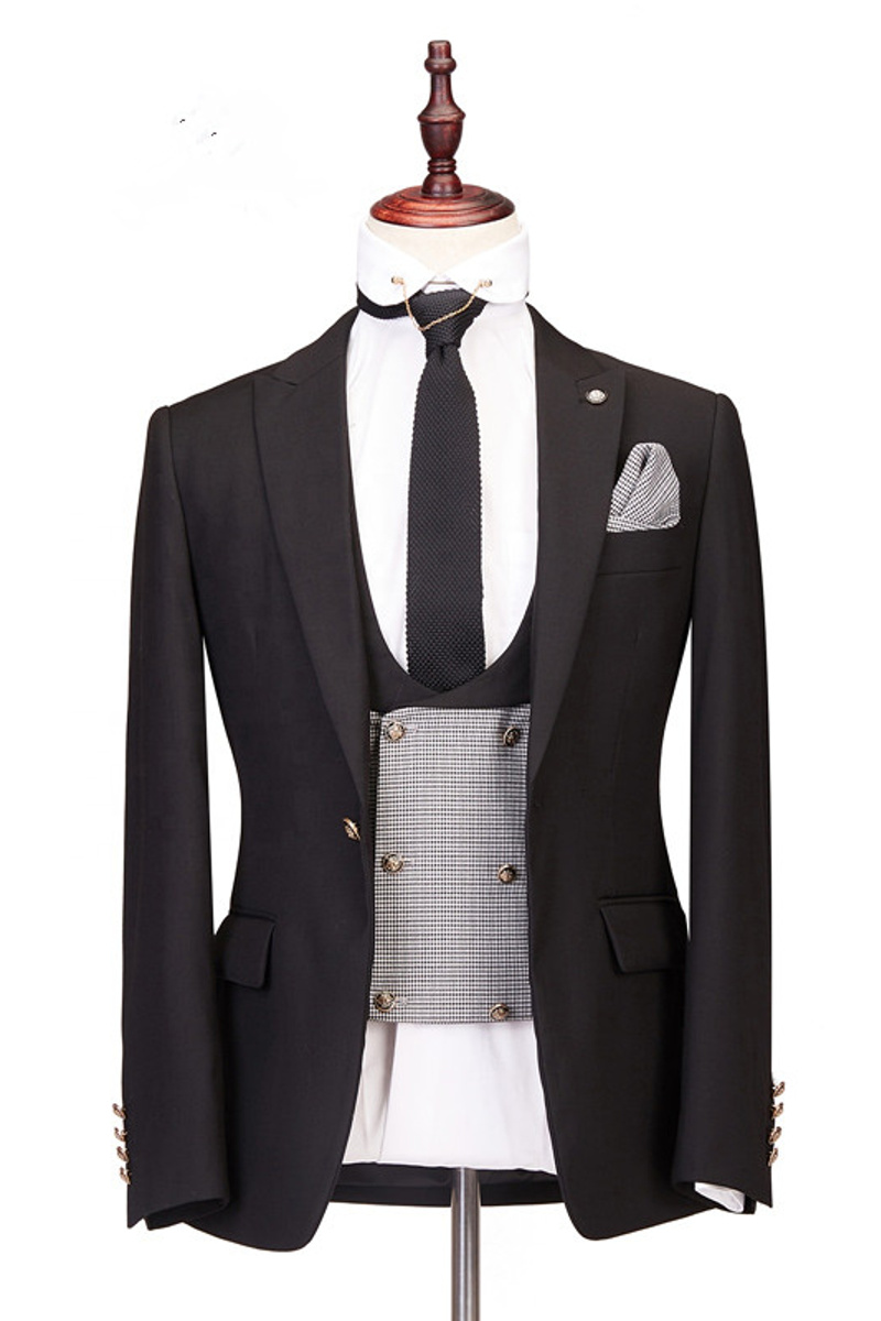 Collin Peaked Lapel Three-Piece Best Fitted Wedding Suit