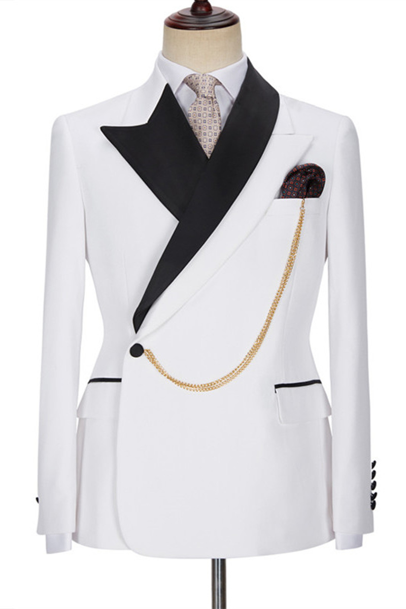 Adonis Fashion White Point Lapel Custom Wedding Suit